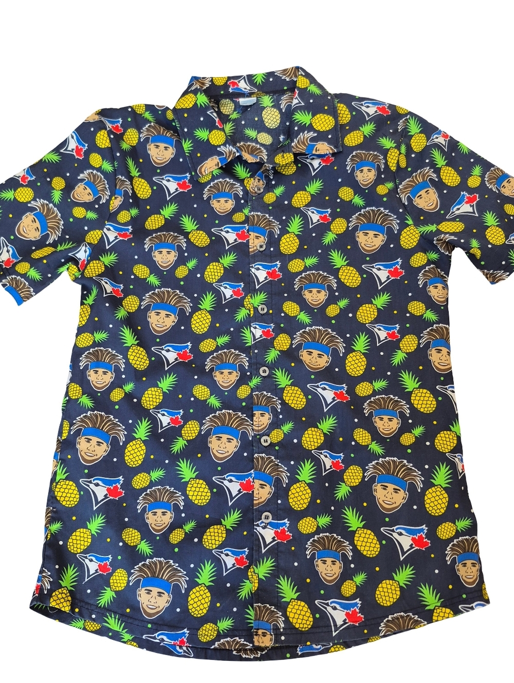 Toronto Blue Jays Novelty Pineapple Button Front Shirt Size XL